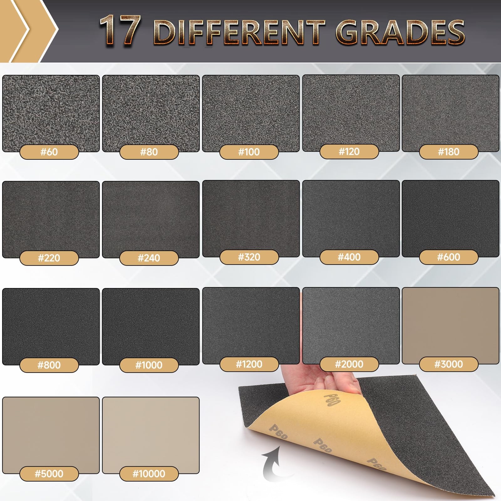 12-Sheet 9 x 11 Inch Wet Dry Fine Sandpaper Assortment, 400/600/800/1000/2000…