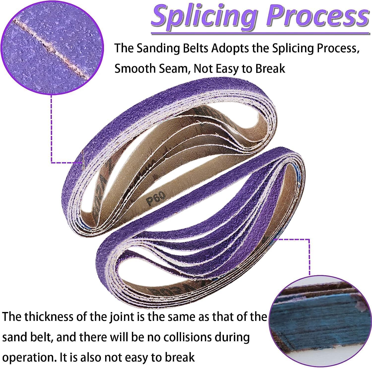 10 x 330 mm Sanding Belts, 3/8″ W x 13″ L, Purple Ceramic,25 Pack,40-240 Grit