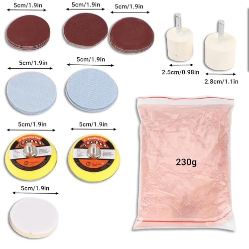 Windshield Scratch Remover Set Glass Polishing Kit Abrasive Discs Polish Pads