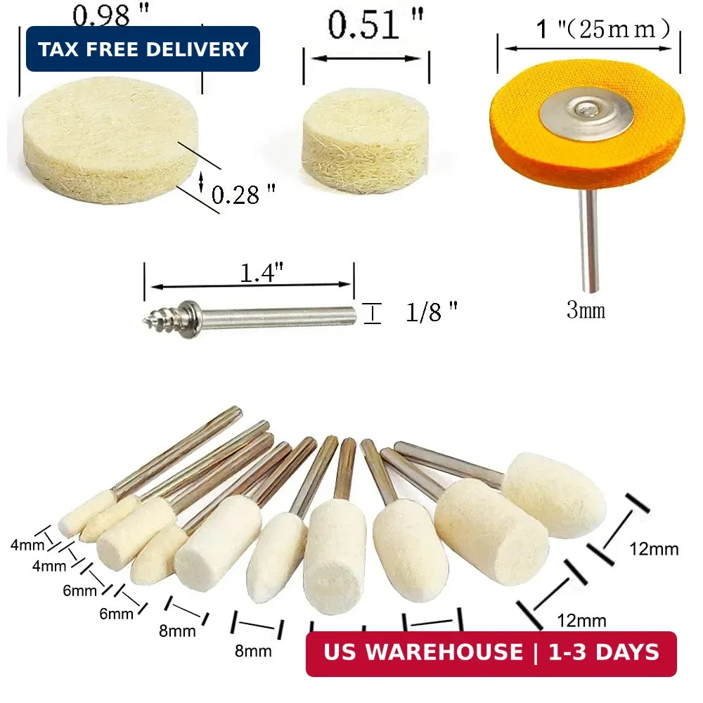 78 Pcs Polishing Buffing Wheel Set for Dremel Polishing Kit Felt Wool Cotton 1/8