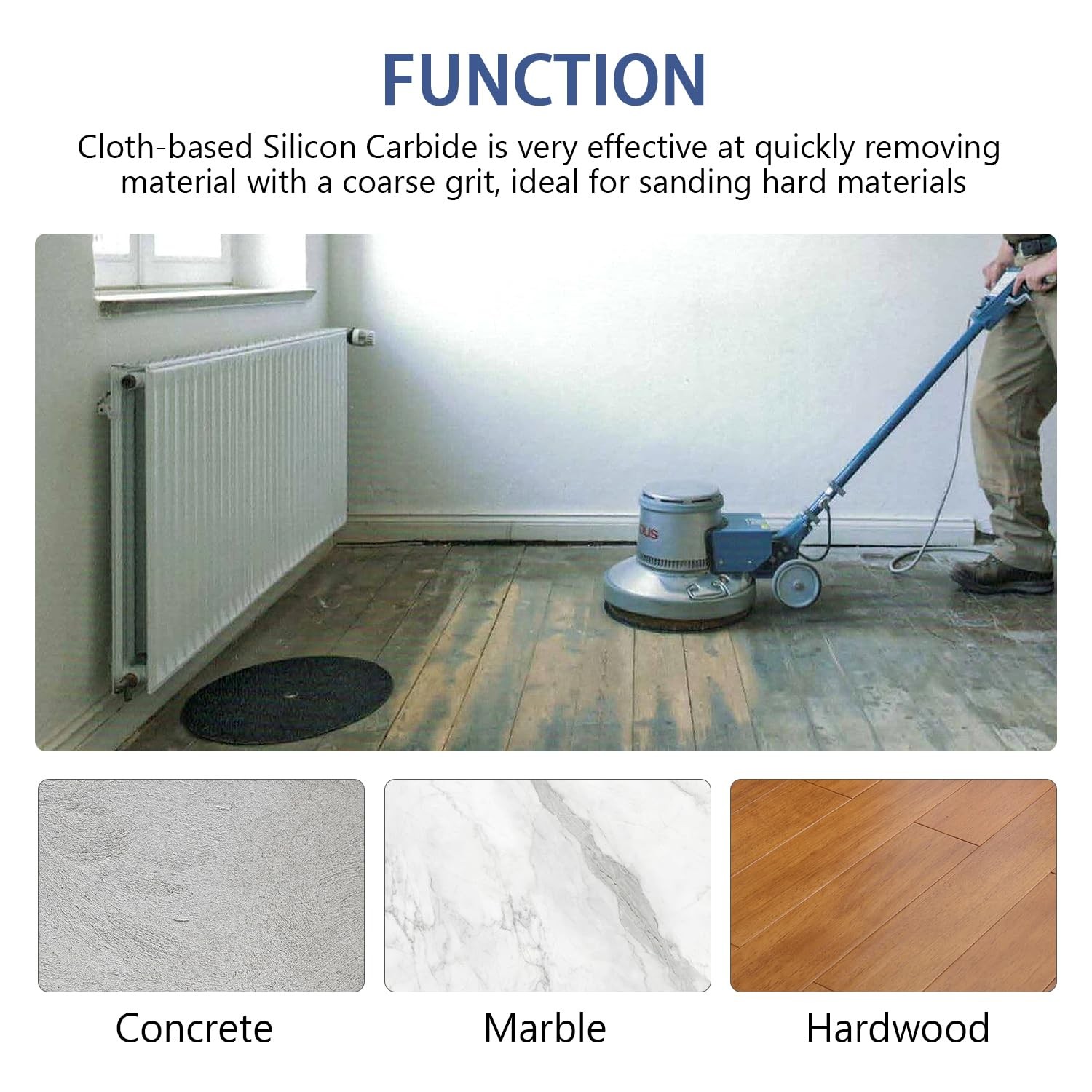 HUAALIUCHE Floor Sanding Disc ClothBacked Silicon Carbide，17″ x 2″ Holes for …