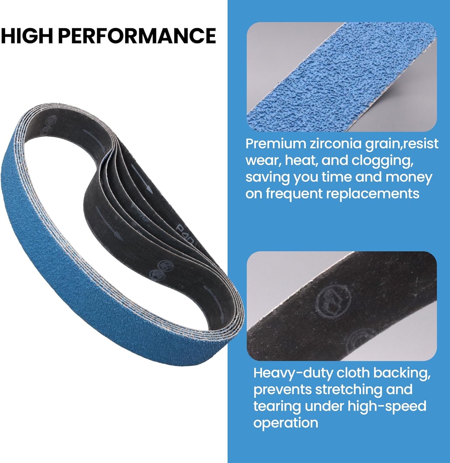 File Sanding Belts Zirconia 13 x 457mm P40 P60 P80 P120 – P600 Packs of 10 Belts