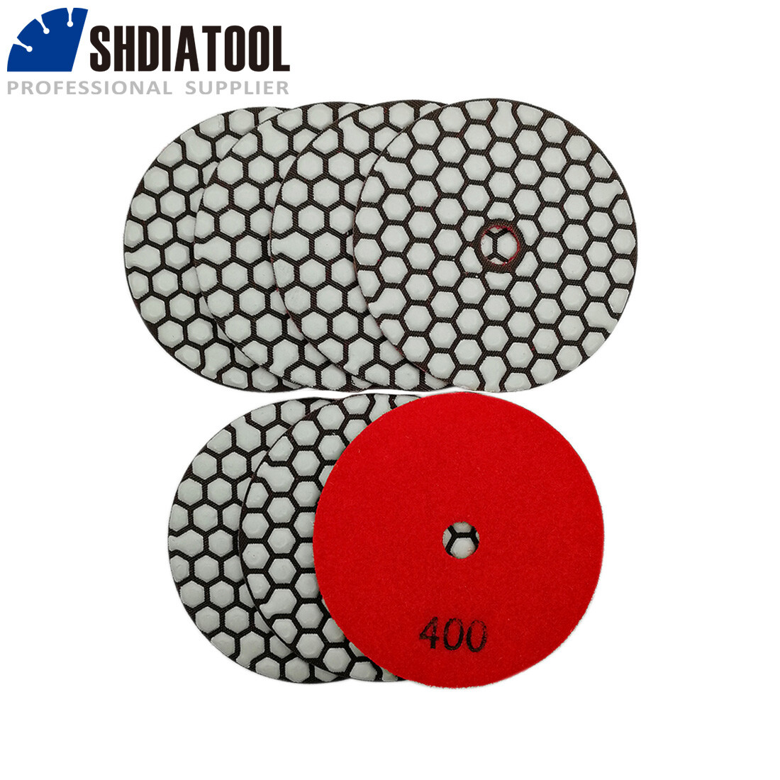 7pcs 4″ 100mm Dry Polishing Pads Diamond Sanding Discs for Marble Tile Stone @
