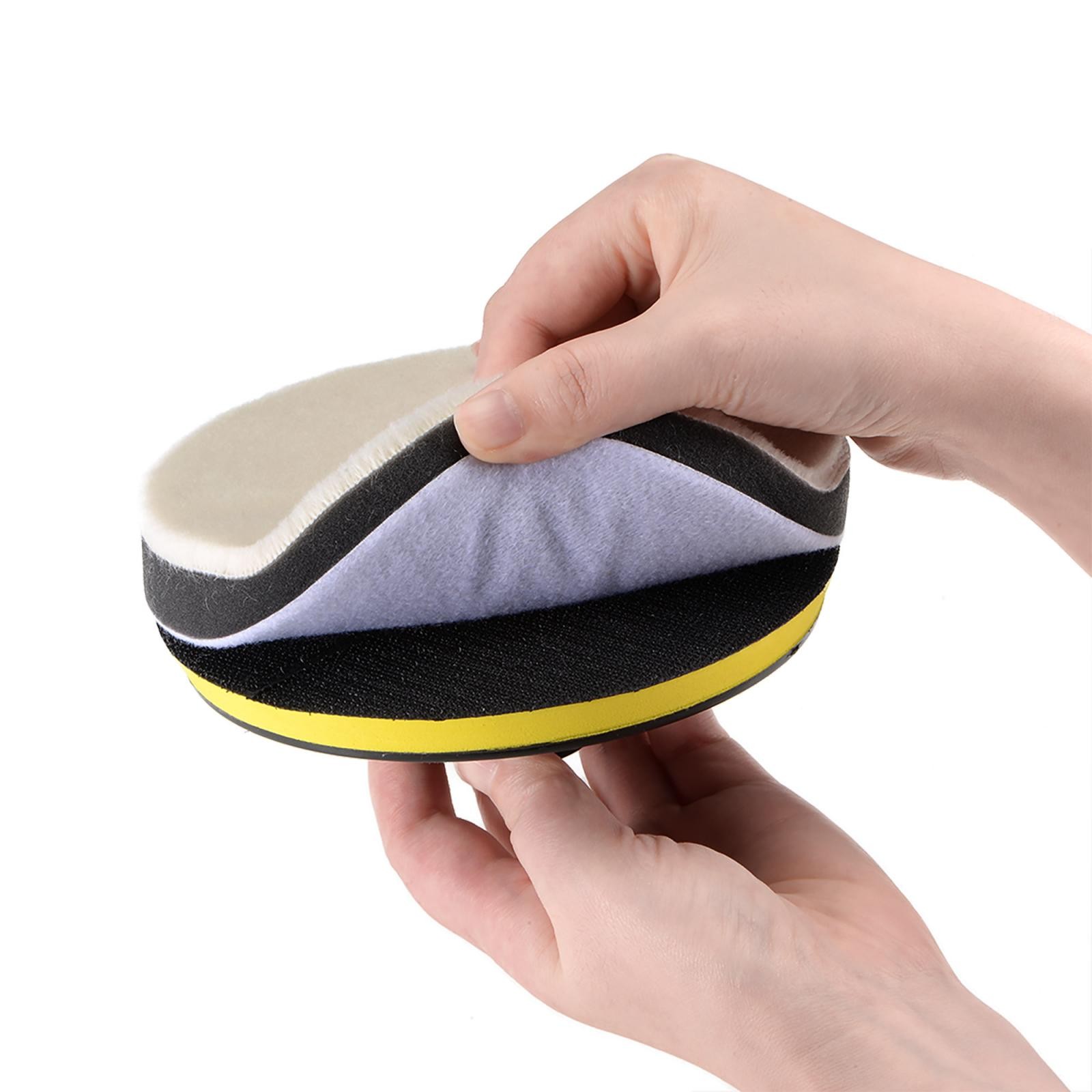 4pcs 2″ Wool Felt Sponge Polishing Pad Hook Loop Buffing Wheel Fine Polishing