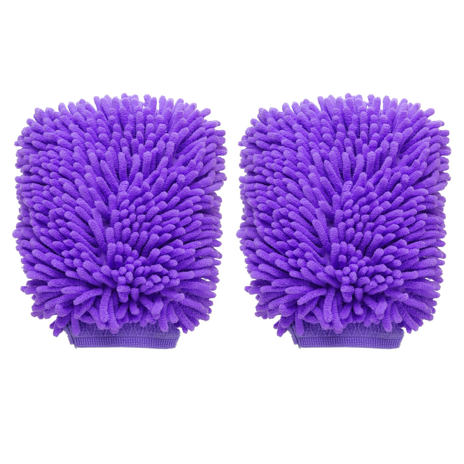 2pcs Chenille Microfiber Car Wash Mitts 10″ x 7.5″ Wash Gloves Purple