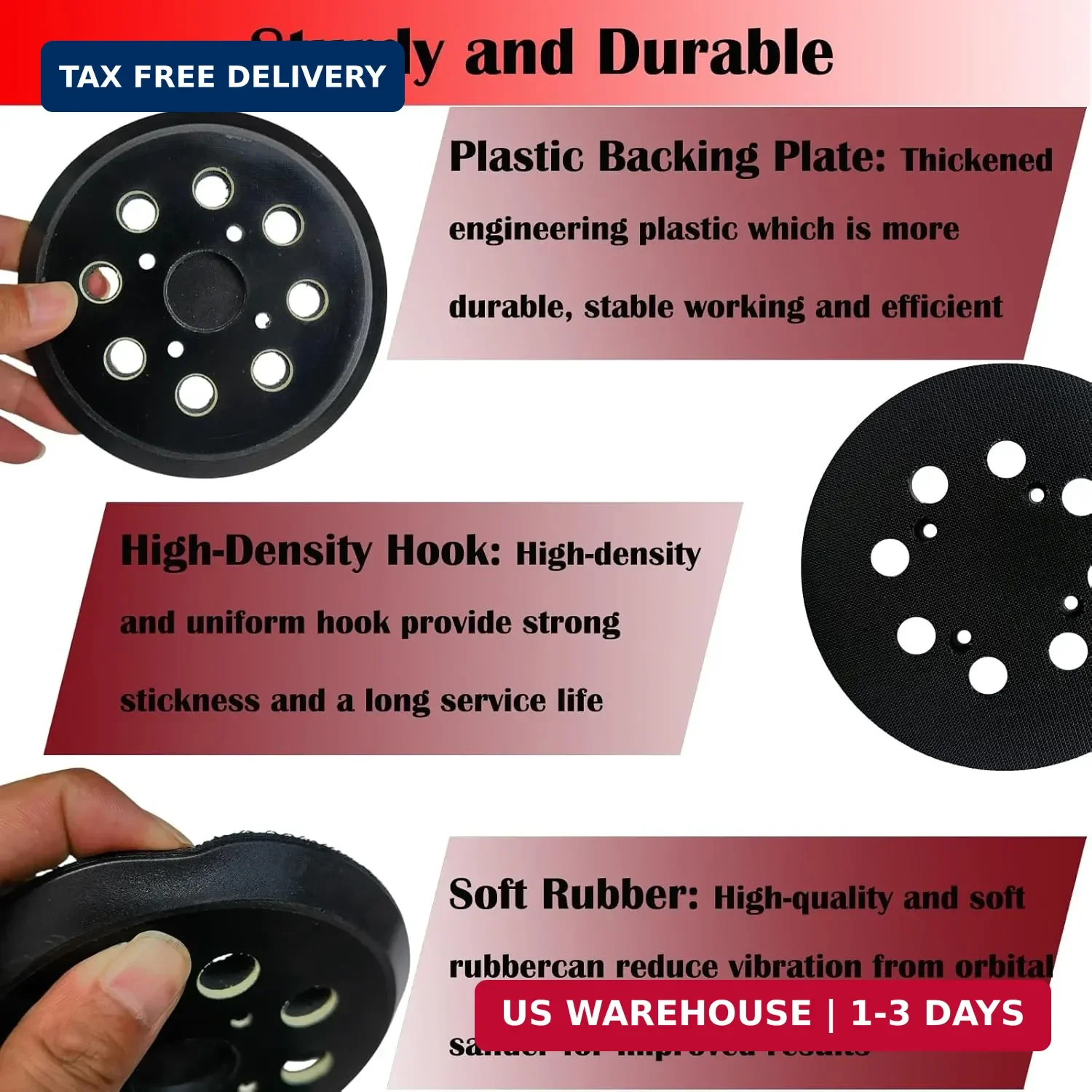 2 Pack 5 Inch 8 Hole Hook-and-Loop Replacemet Sanding Pad for SKIL SR211601 S