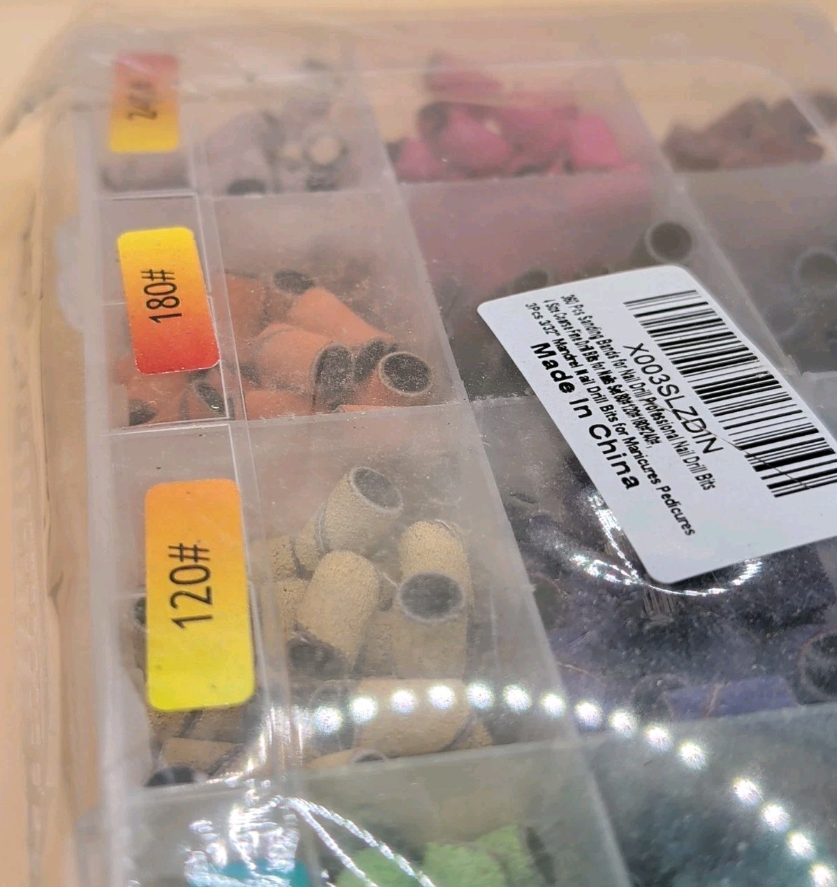 360pcs Small Sanding Bands 80/120/180/240 Grit for Nail Drill Bits Colorful
