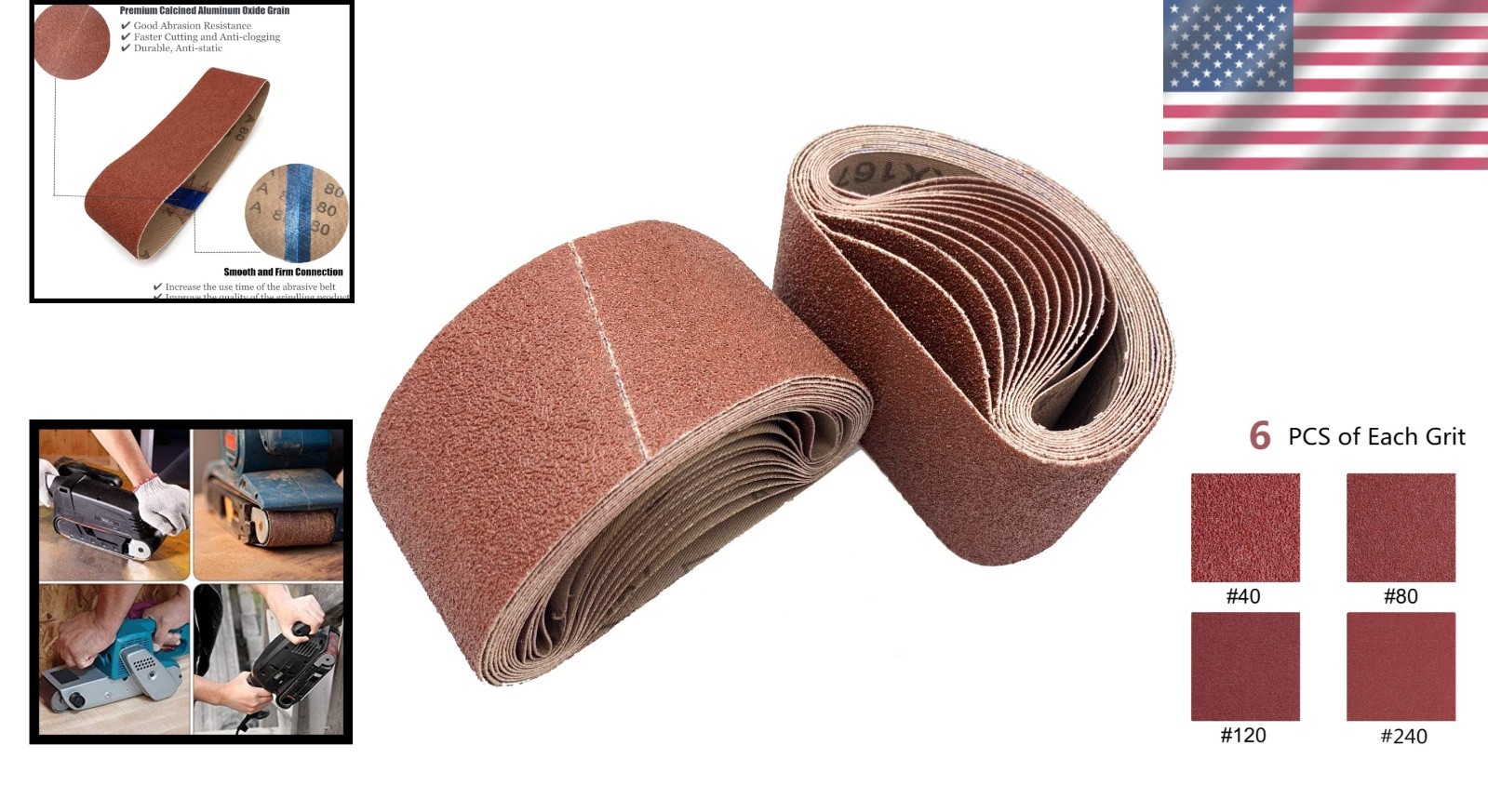 Aluminum Oxide Sanding Belts Variety Pack