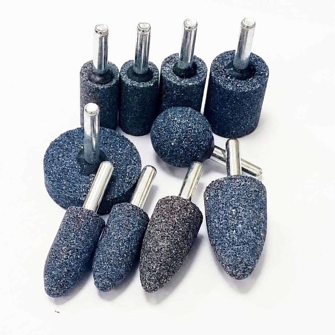 10 Pcs Rotary Grinding Stone 1/4 Inch Shank Abrasive Stones for Metal Aluminum