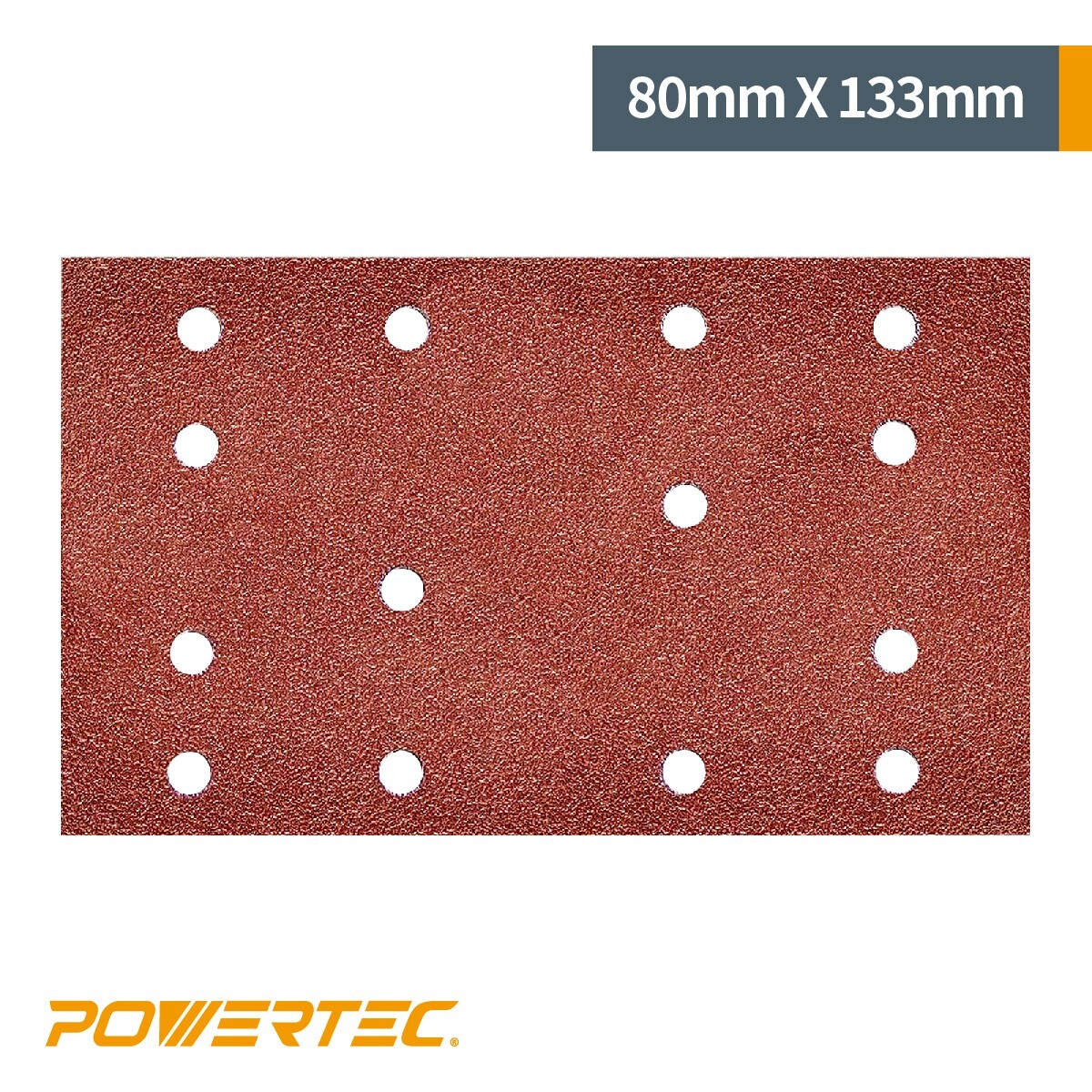 POWERTEC 4R13500, 50 Pack, 80mm x 133mm, A/O Hook and Loop Sander Pad