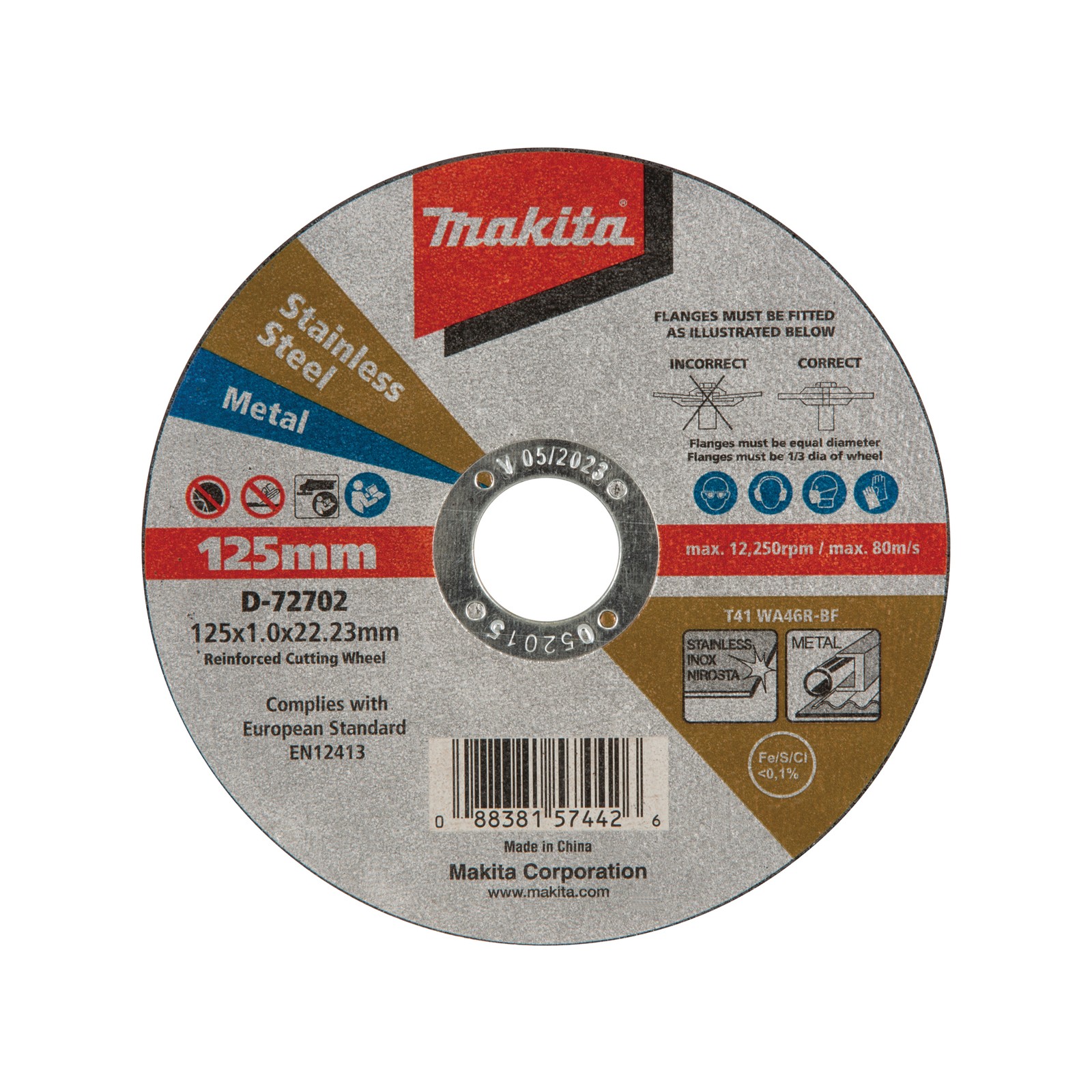 Makita 125 x 1 x 22.23mm Inox Cutting Disc – 25 Pack