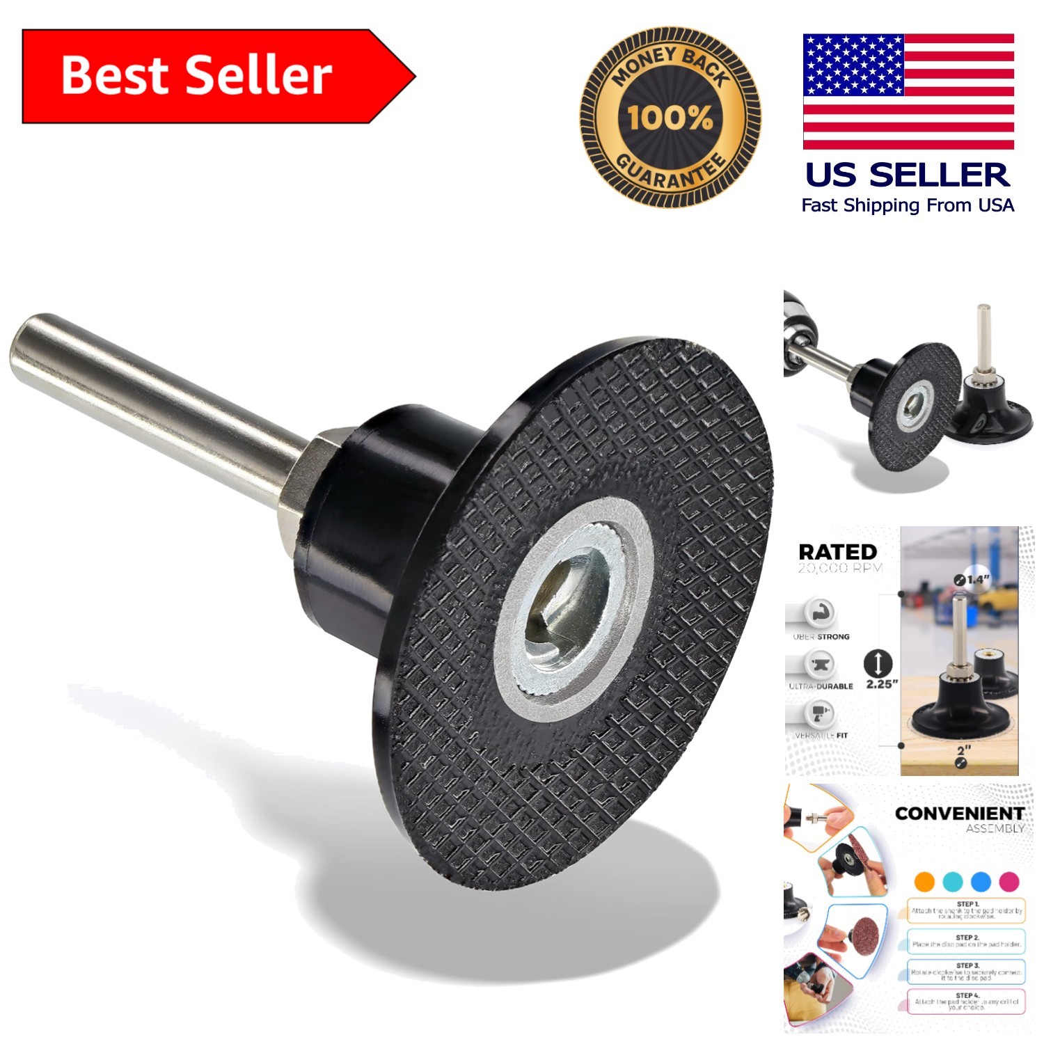 Versatile 2″ Sanding Disc with Durable Rubber and Steel Shank for Die Grinders
