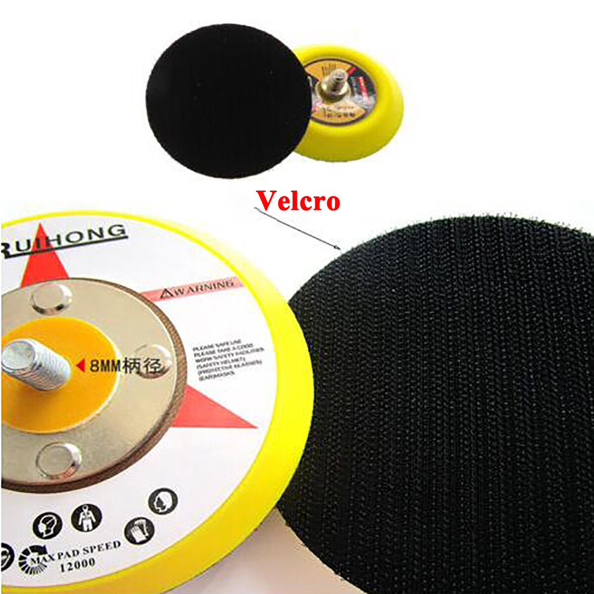 1 – 6″ Hook Loop Backing Pad with M6 M8 M10 Thead For Sanding Disc Angle Grinder