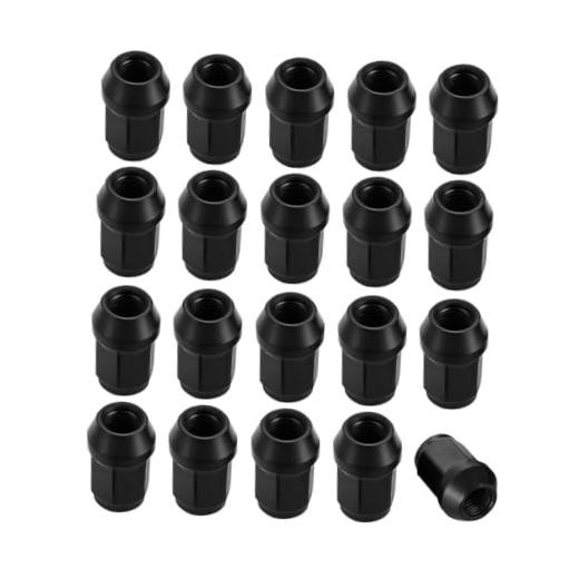 20PCS Carbon Steel Closed-End Wheel Lug Nuts | bulge acorn M1/2-20 Black