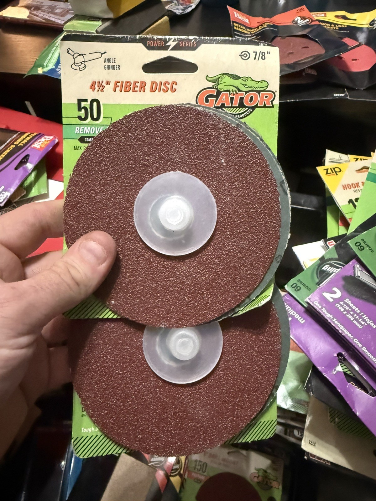 TWO 3 Pack Gator 4-1/2″ Fiber Disc 50 Grit Fits Angle Grinder 7/8″ Center Hole