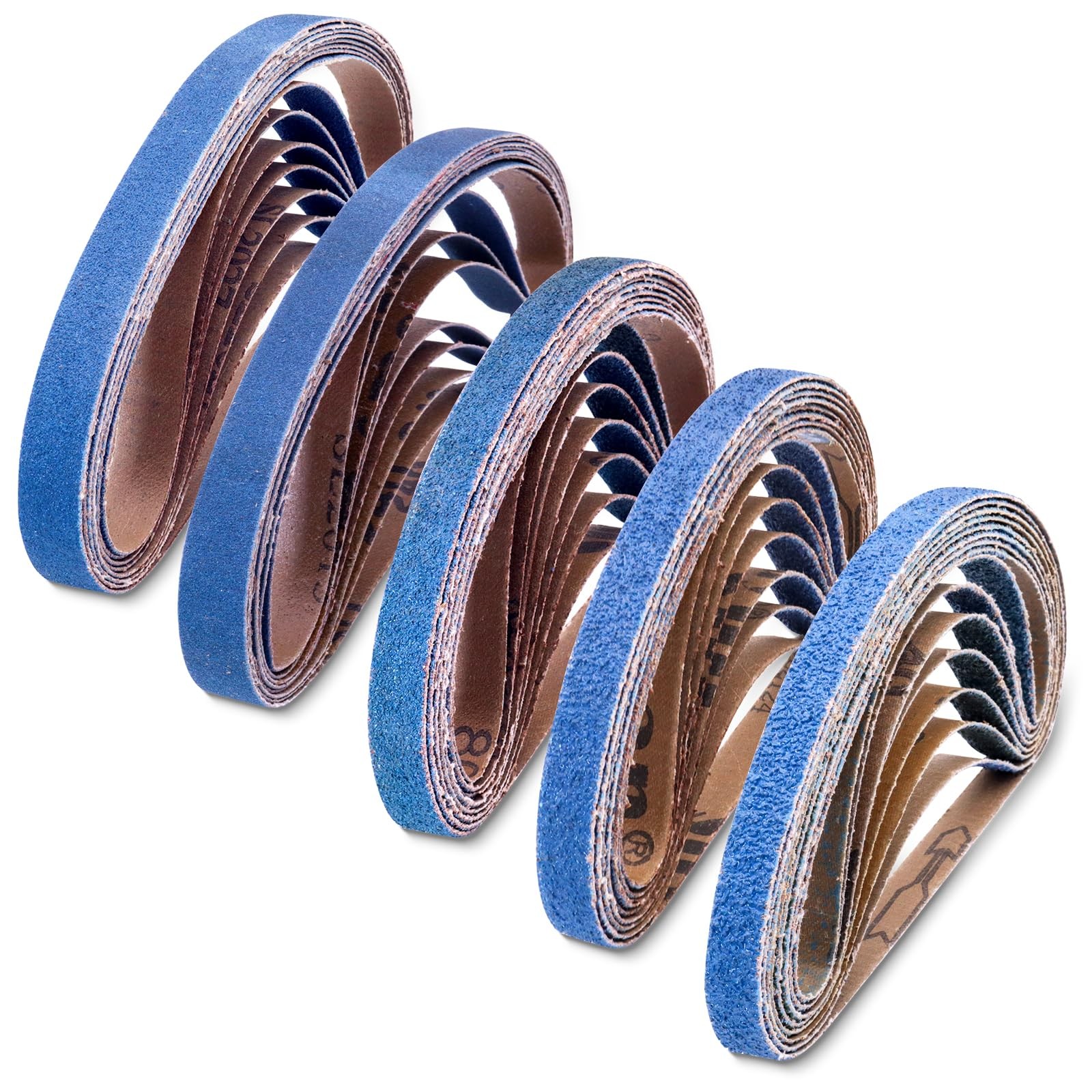 40 PCS 1/2″ x 18″ Zirconia Sanding Belts,8 Each of 40/60/80/120/240 Grits Bel…
