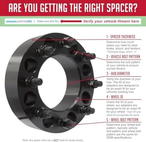 2 Pcs Steel Wheel Spacers 8 on 6.50 DRW – Dual Rear Wheel 2.00″ Steel (2 Pack)