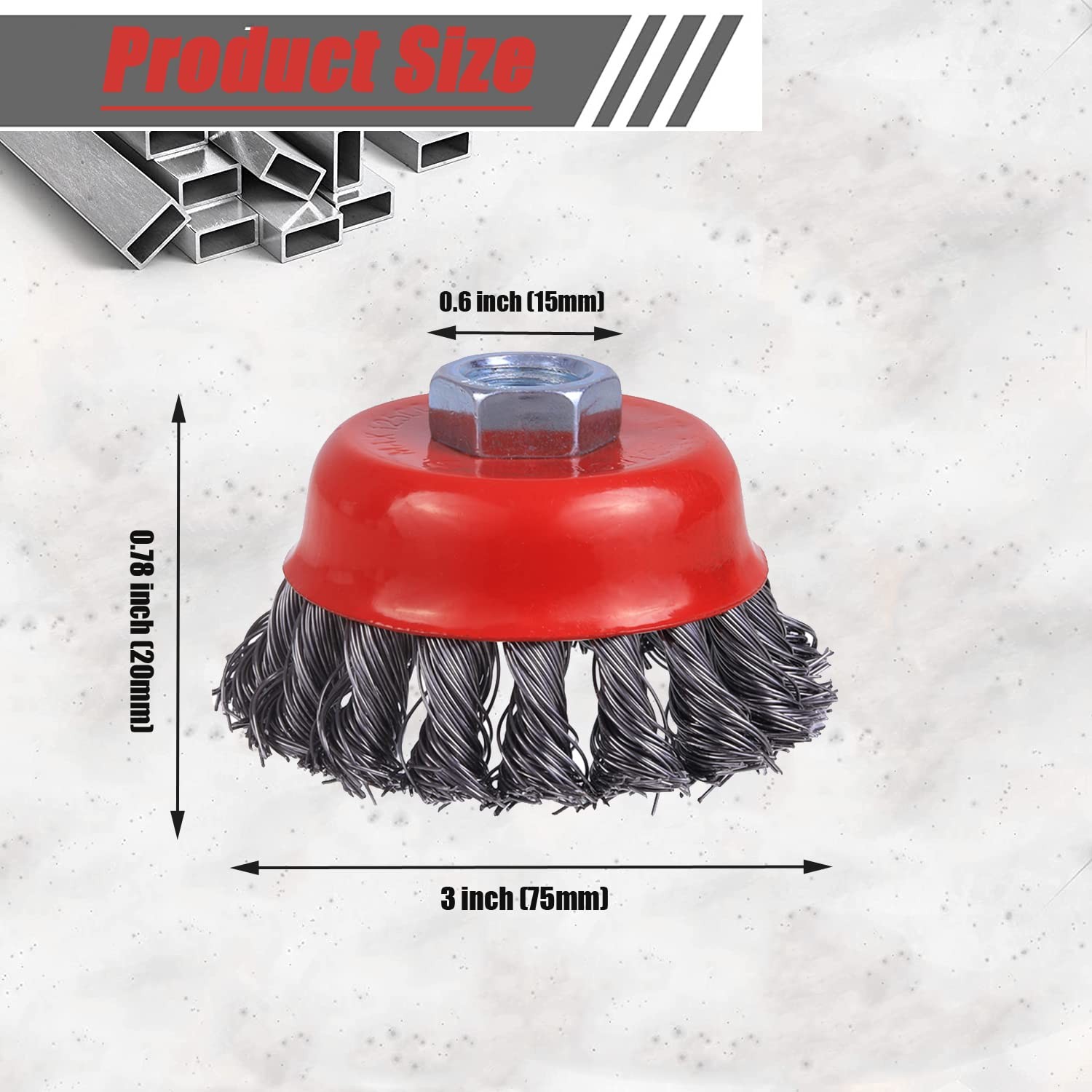 Wenora Wire Cup Brush For Angle Grinder 4 Pack 3 Inch Twisted Knotted Wire