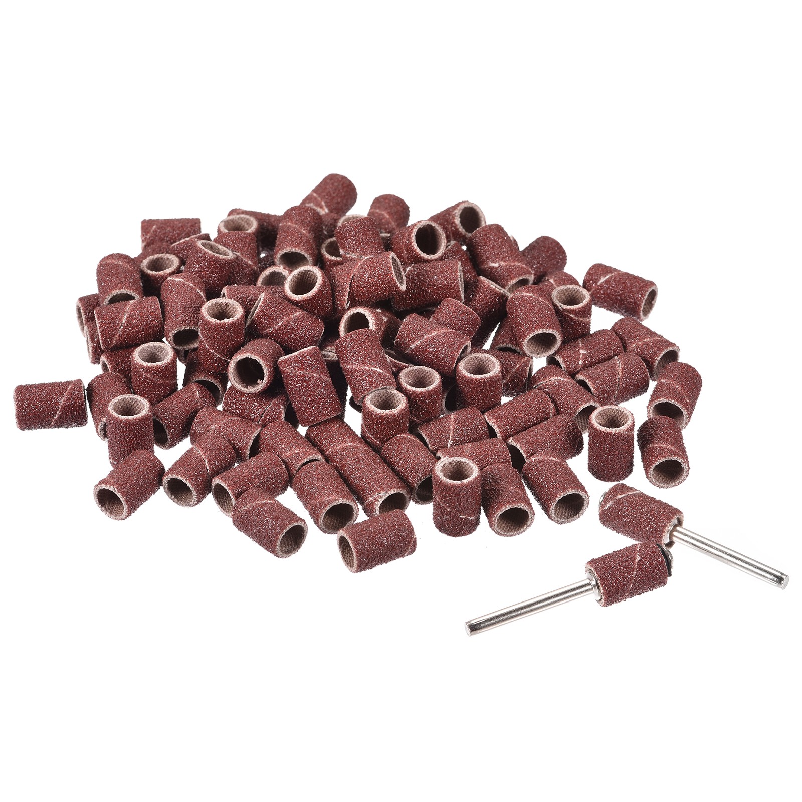 100Pcs 1/4″ 80 Grit Sanding Sleeves 2Pcs 1/8″ Drum Mandrels for Rotary Tool