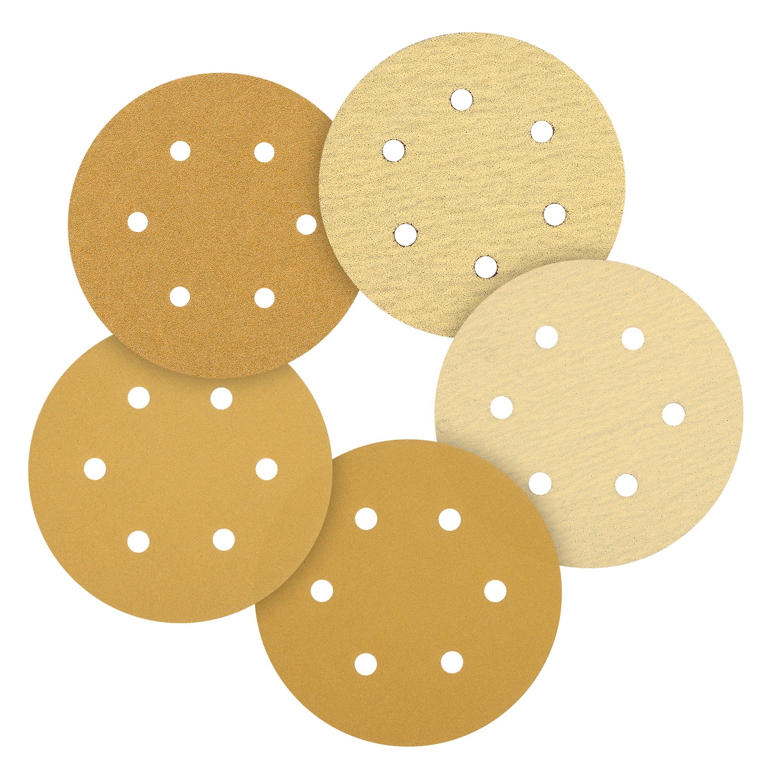 100 Pcs 150mm 6 Inch Sanding Disc 60/80/120/150/220 Grit 6 Hole Round Sandpaper