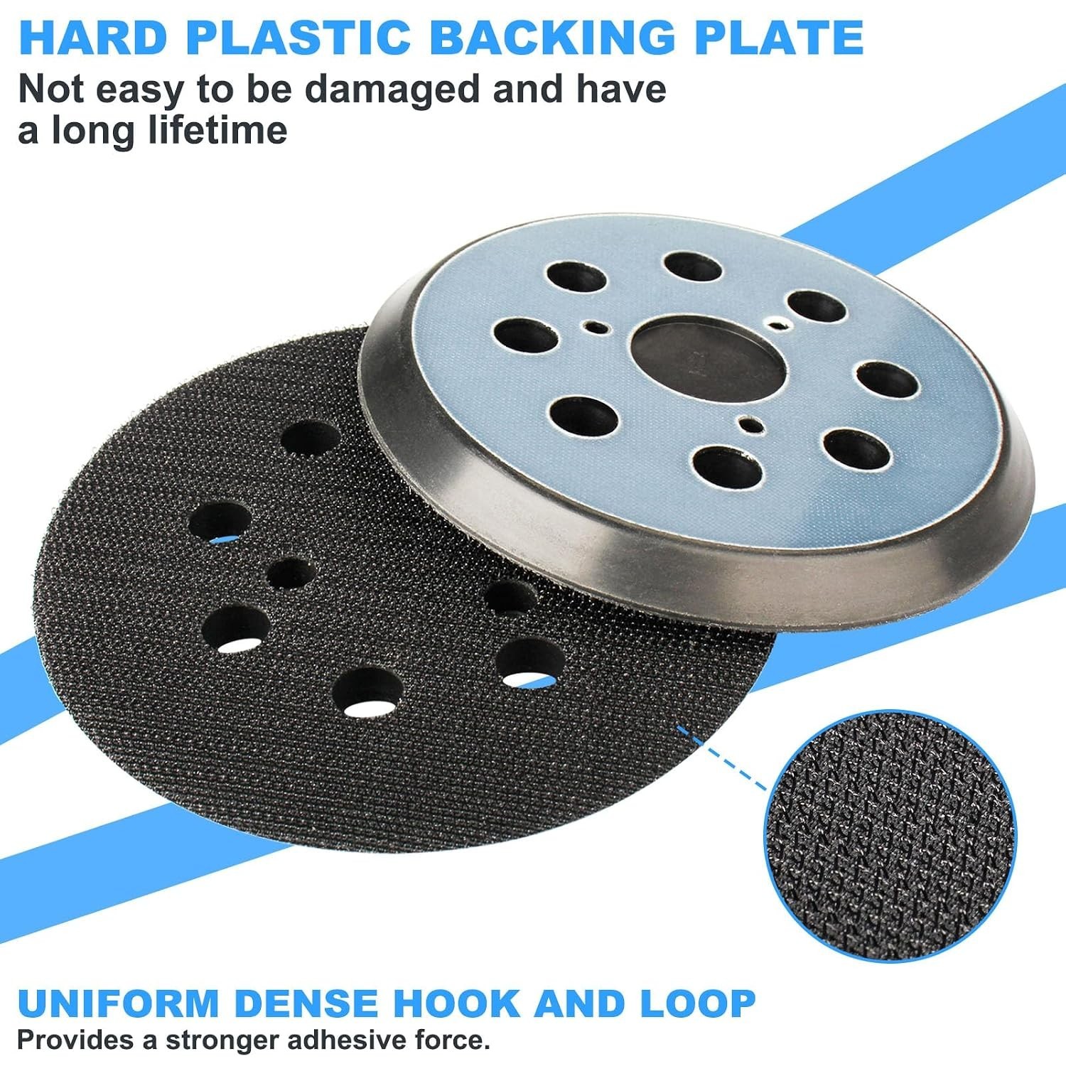 2X 5″ Orbital Sander Pad Hook&Loop For DeWalt DW4388 D26450 D26451 D26453 D26456