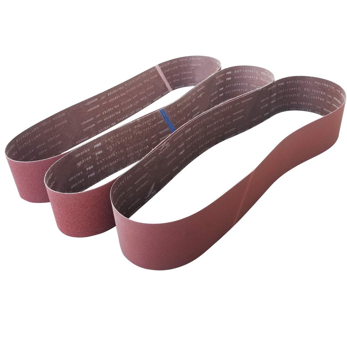 SACKORANGE 3 Pack 6 x 89 Inch Abrasive Sanding Belts – 80 120 and 240 Brown