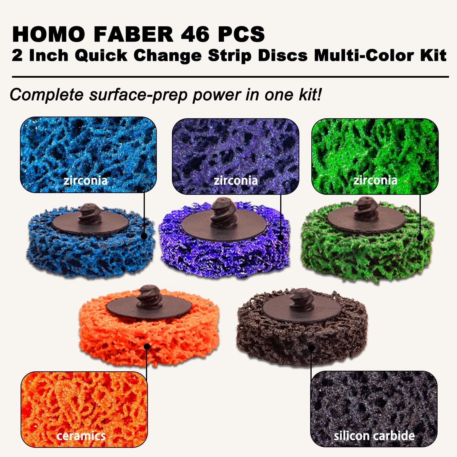46 PCS Quick Change Strip Discs Multi-Color Kit for Paint & Rust Removal – Die G