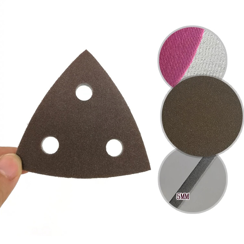 80mm 3 Hole Triangle Sponge Red Sandpaper Wet And Dry Sanding Disc 300-2000 Grit