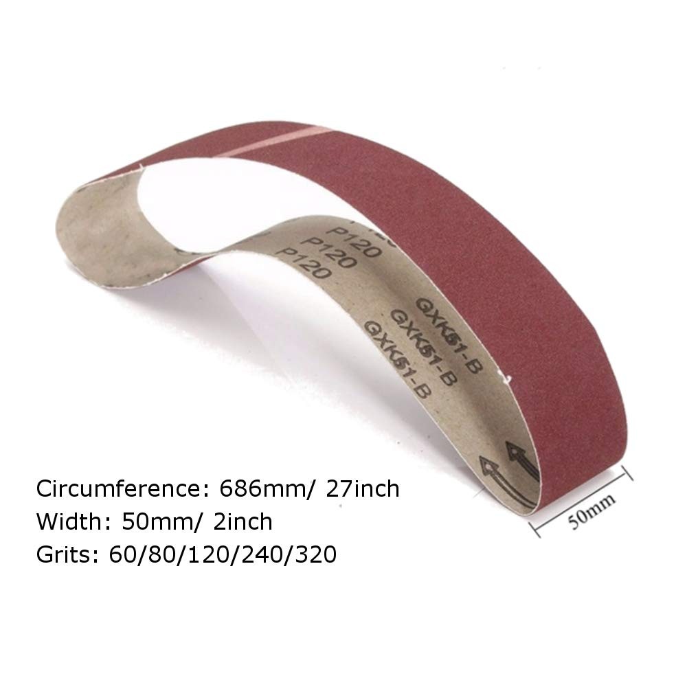 2 Inch x 27 Sanding Belts, 60/80/120/240/320 Grits, Belt Sander 2″x27″