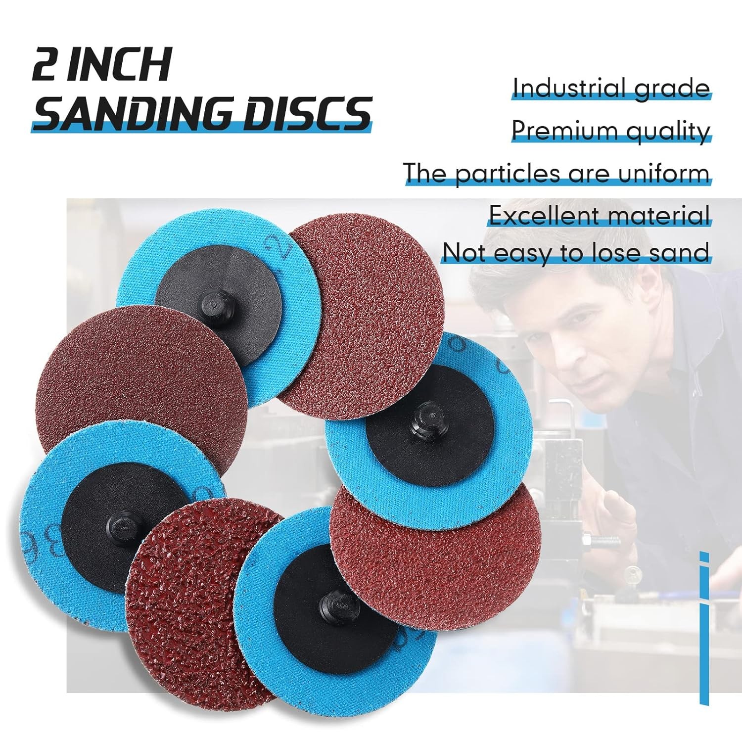 200 Pcs 2 Inch Sanding Discs 36/60/80/120 Grit Discs Aluminum
