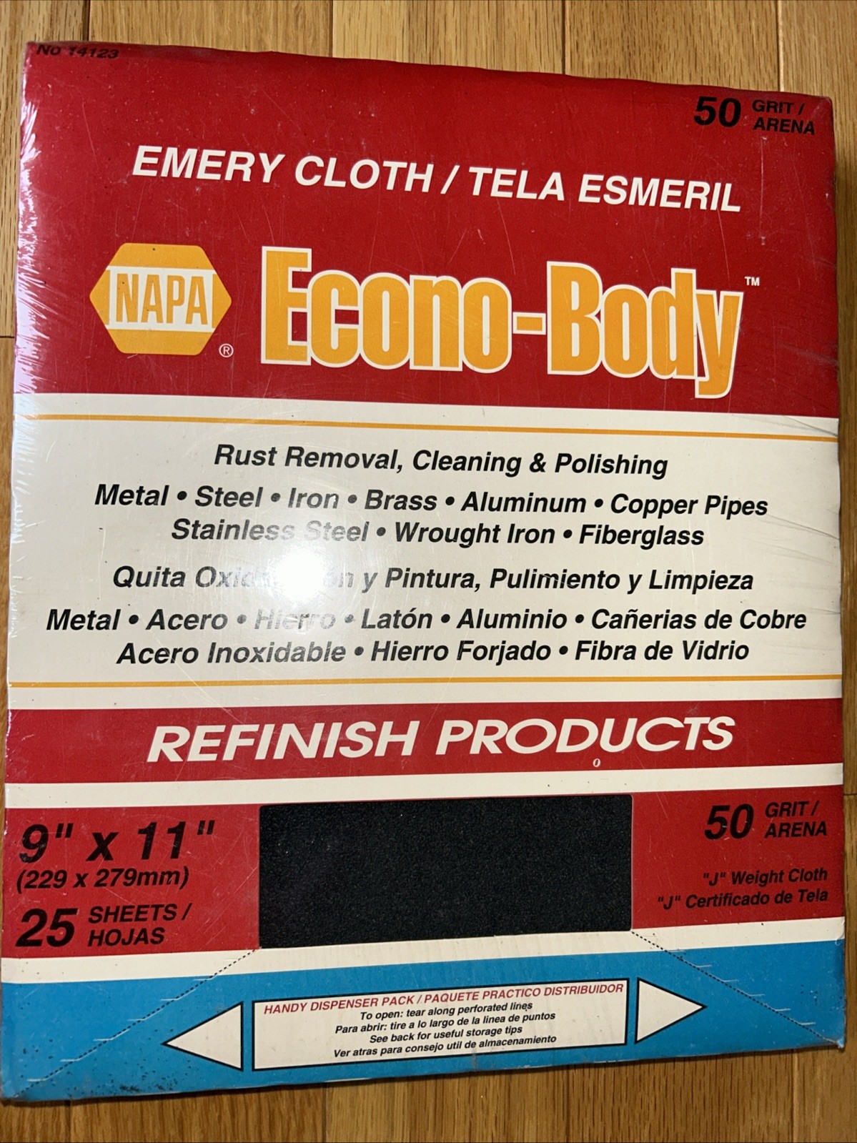 50 Grit 9”x11” Emery Cloth 25 Pack J Weight Cloth New In Sealed Package