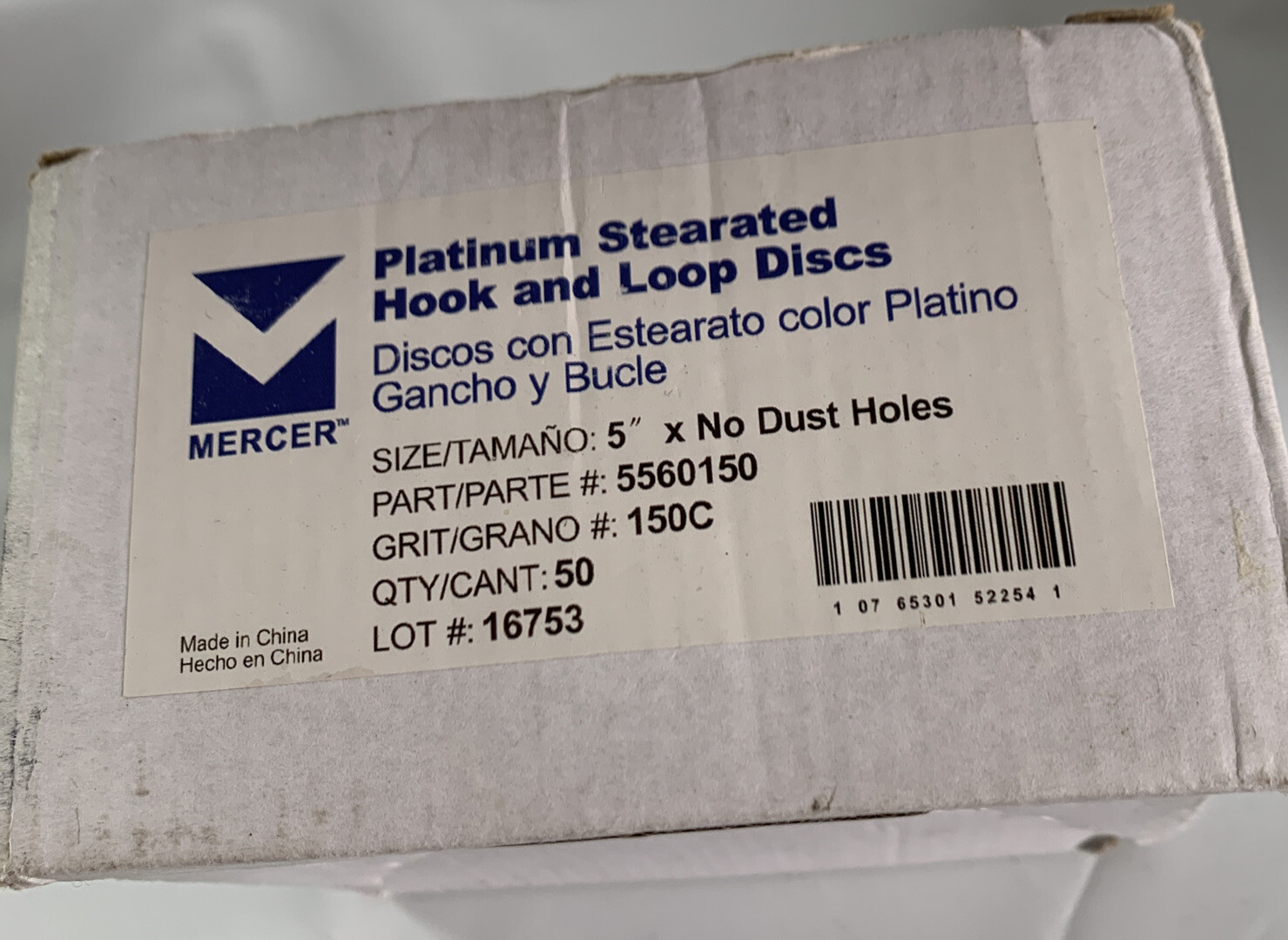Mercer Platinum Stearated Hook and Loop Discs, 5″, 50 Count