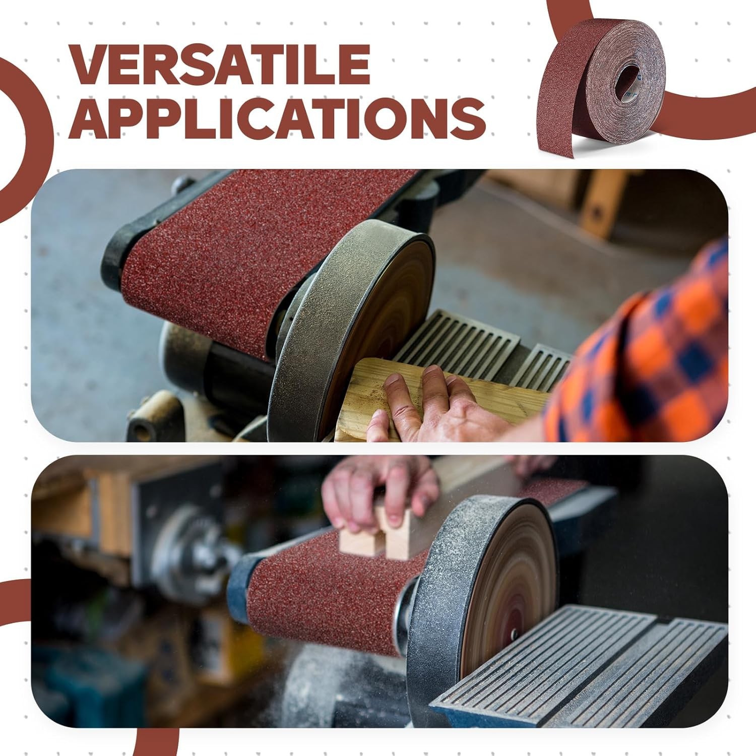 80 Grit Abrasive Sandpaper Roll 3” x 100 ft Long Roll of Emery Cloth Sand Pa…