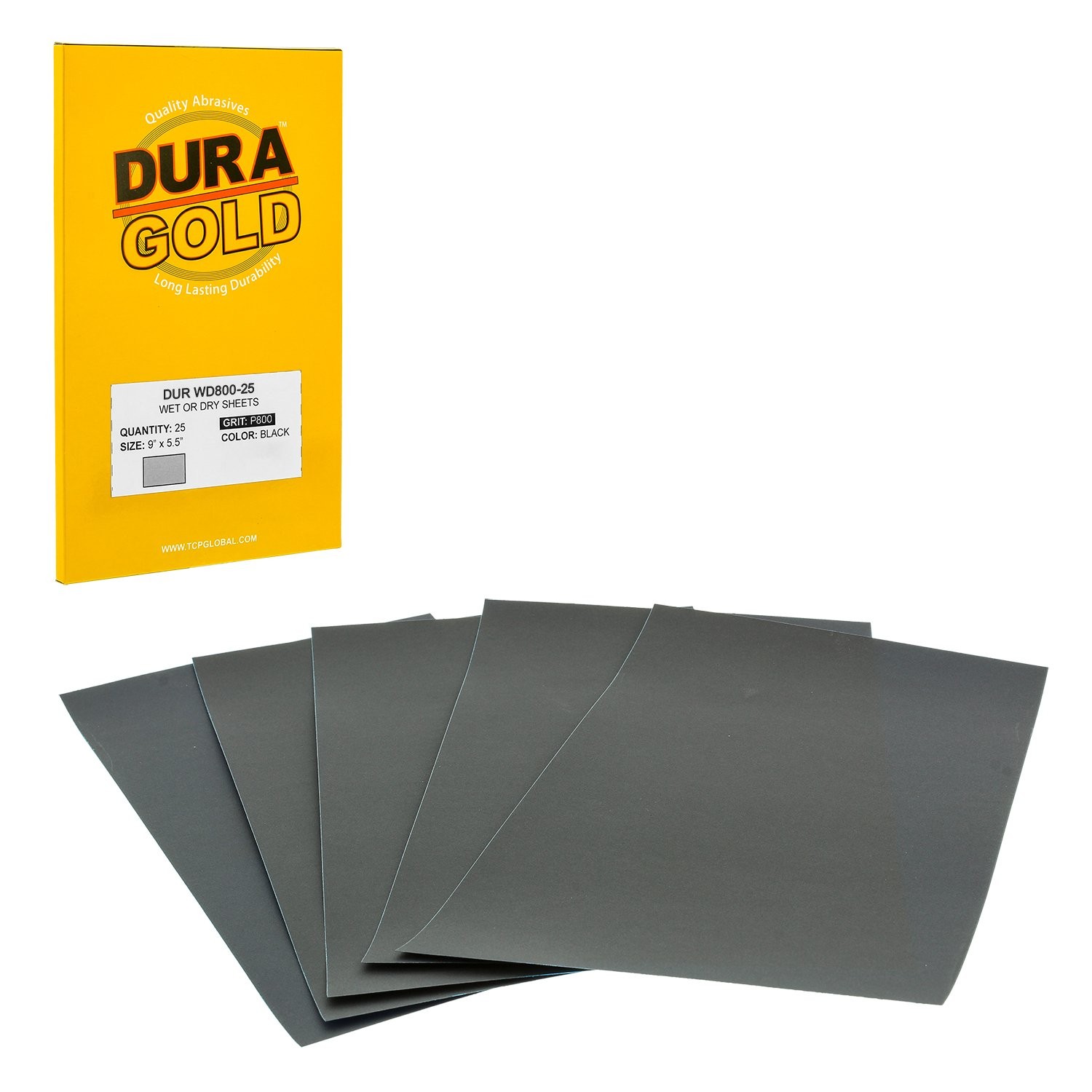 Dura-Gold Premium 800 Grit Wet or Dry Sandpaper 800-Grit, Reddish-brown