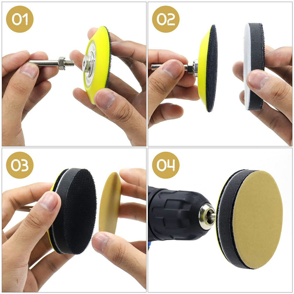 Hook and Loop Sanding Disc 80-500 Grit 3 inch Orbital Yellow Sandpaper Pads 75mm
