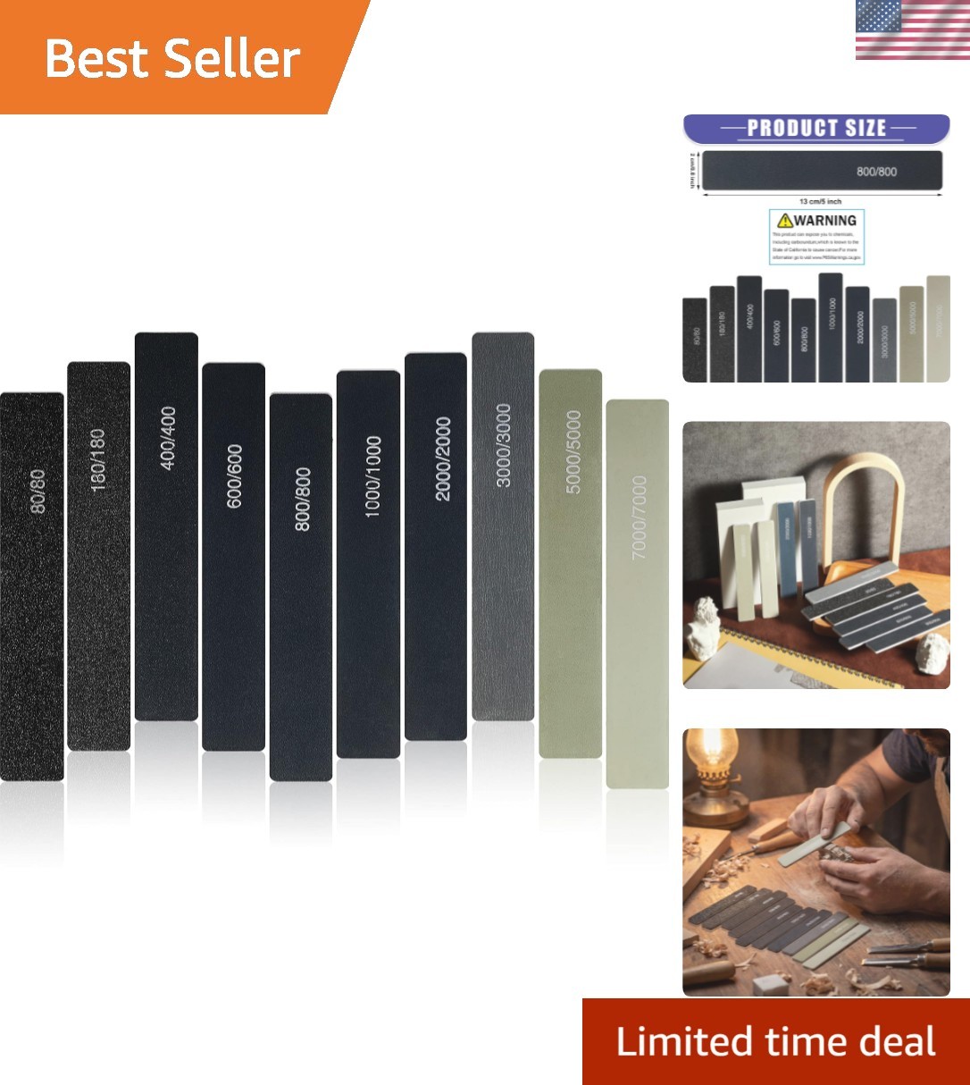 Comprehensive 20 Pcs Sanding Sticks Set with Multiple Grit Options for Crafters