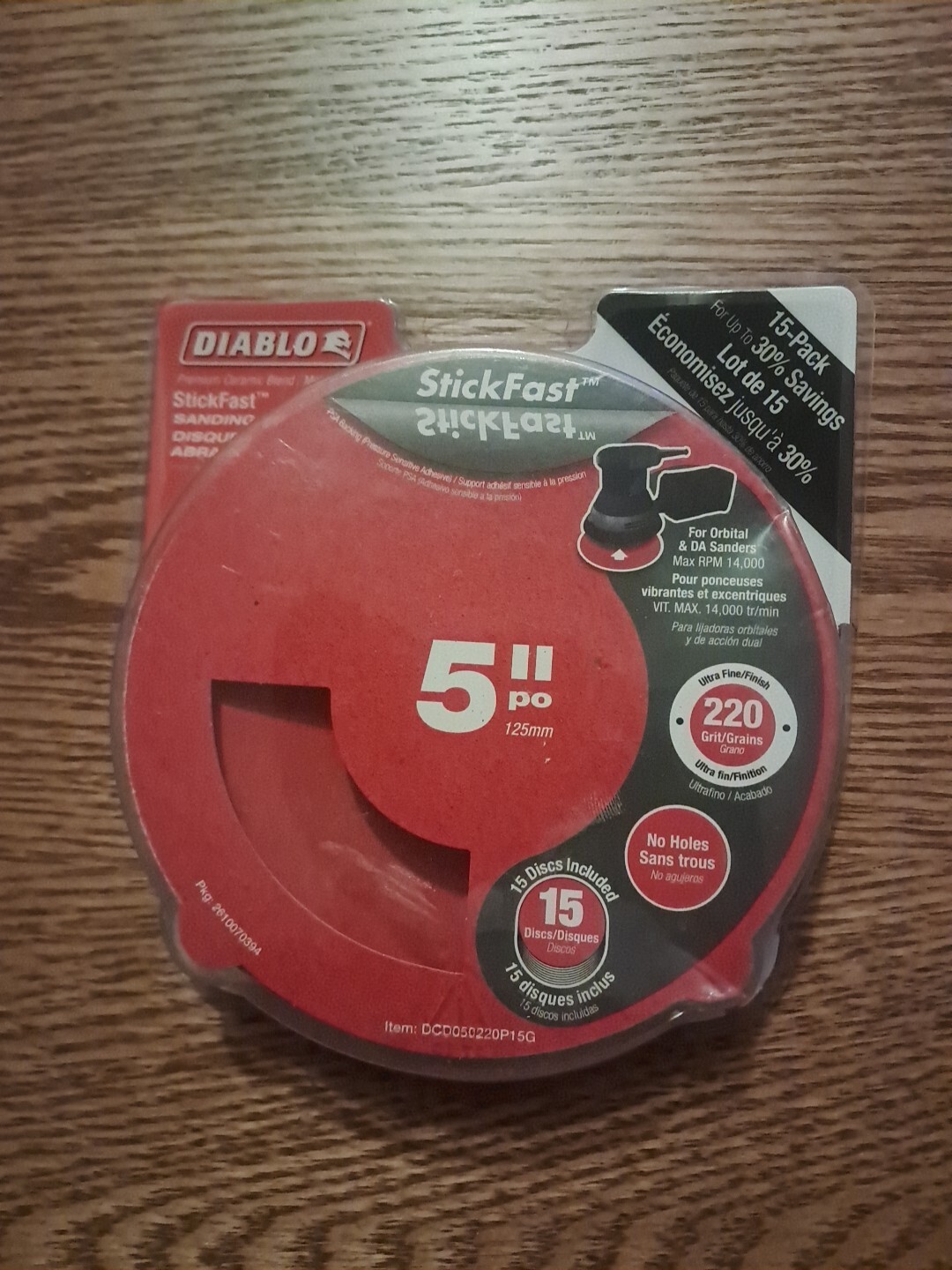 (15-Pk) Diablo StickFast Sanding Discs 220 Grit DCD050220P15G