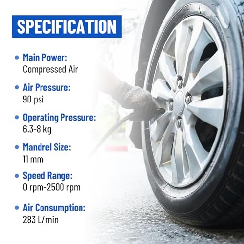 Air Tire Repair Polish Patch Tools, Include 2500rpm Low Speed Air Tire Buffer