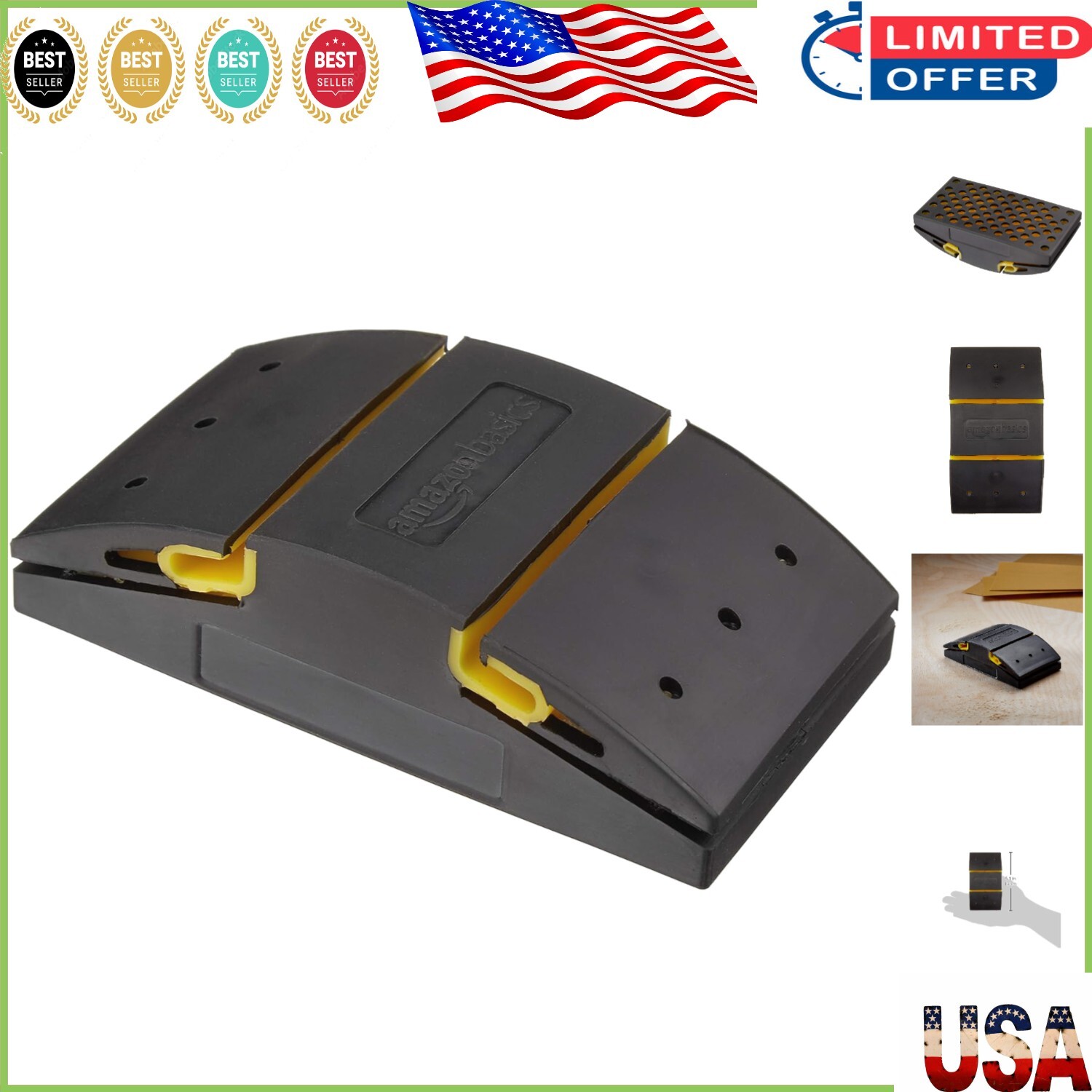 Versatile 5.1-Inch Medium Grit Rubber Sanding Block for Indoor/Outdoor Use