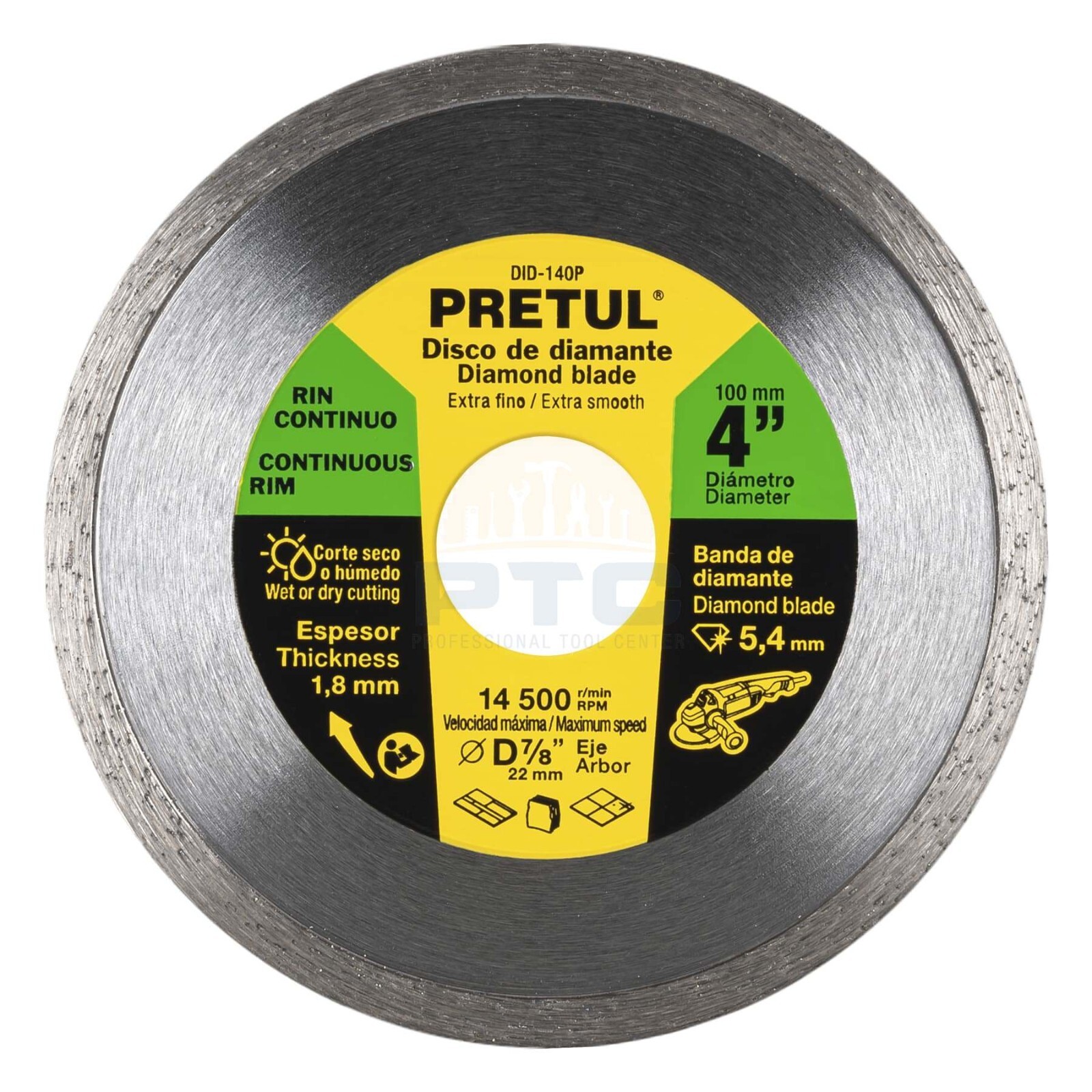 Pretul DID-140P 4″ x 1.8 mm continuous rim diamond blade