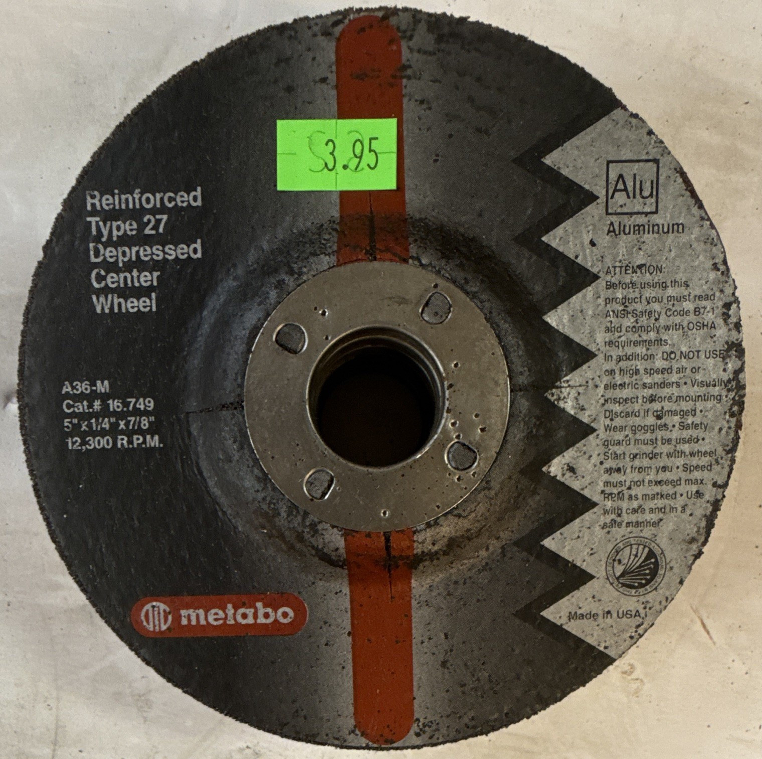 Metabo T27 Grinding Wheel 5in x 1/4in x 7/8in Medium Aluminum A36-M Lot of 6