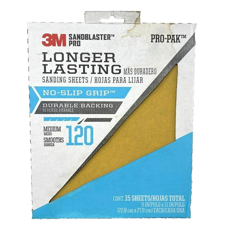 3M SandBlaster Pro Medium 120-Grit Sheet Sandpaper 9-in W x 11-in L 15-Pack