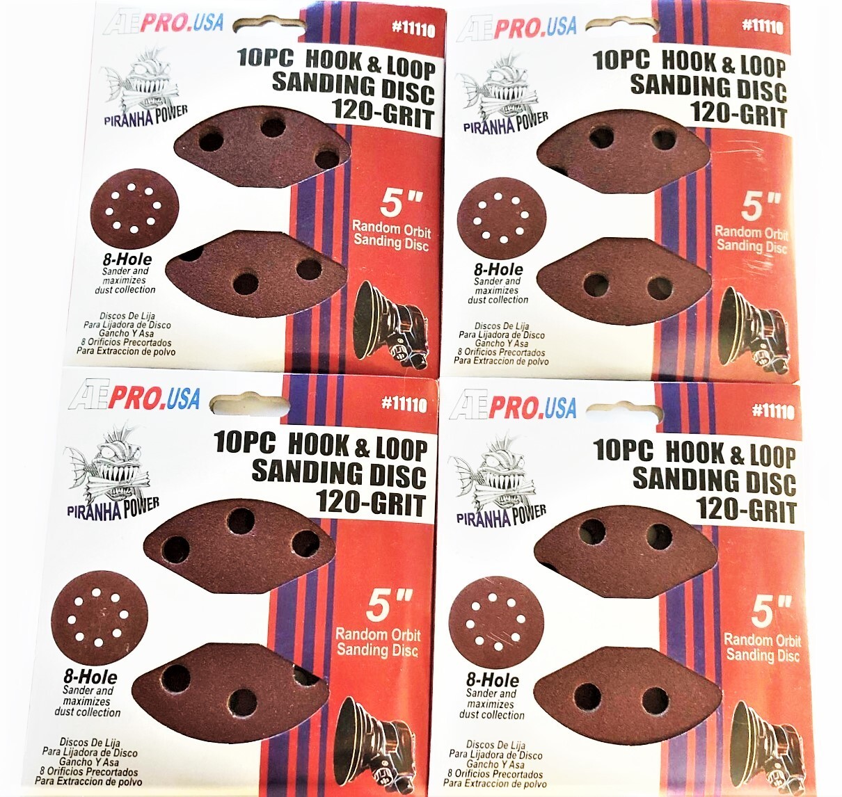 40 ATE PRO 5″ HOOK AND LOOP 8 HOLE SANDING DISCS 120 GRIT ORBITAL SANDER #11110