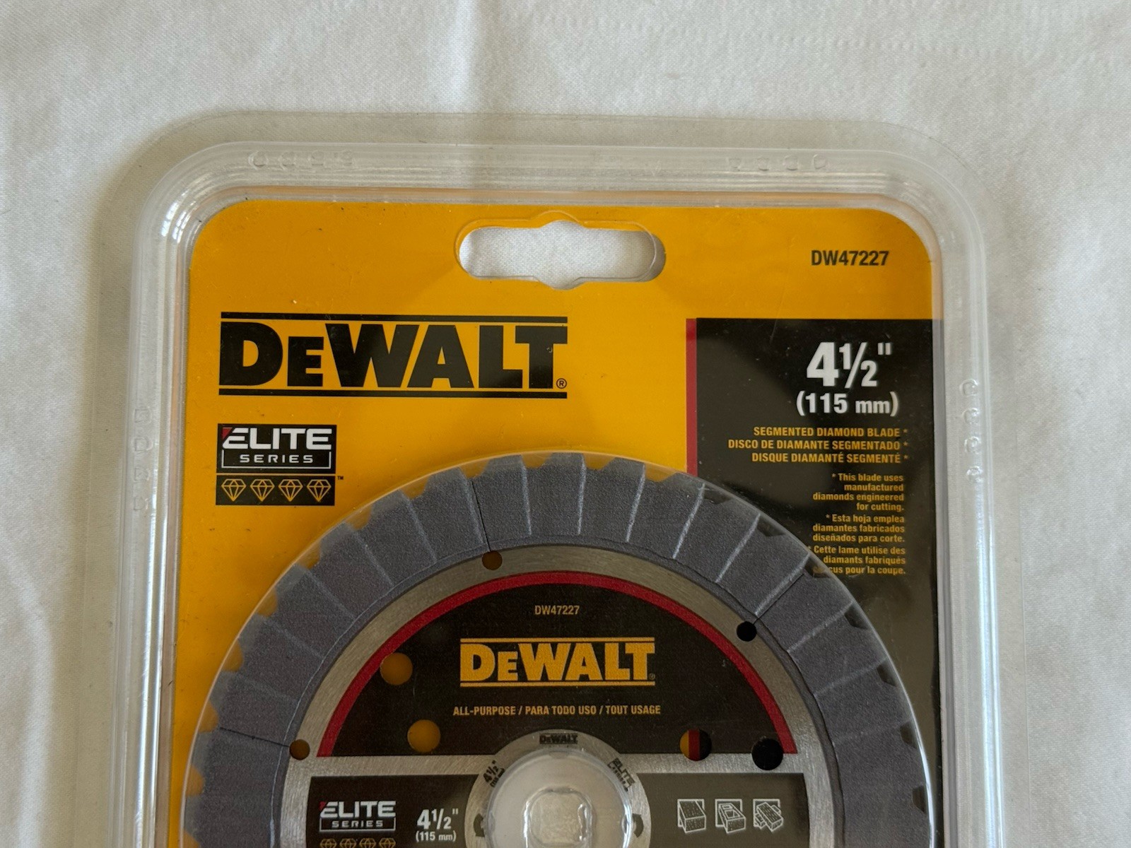 DeWALT DW47227 Elite Series 4.5″ Segmented Diamond Blade Masonry Concrete Brick