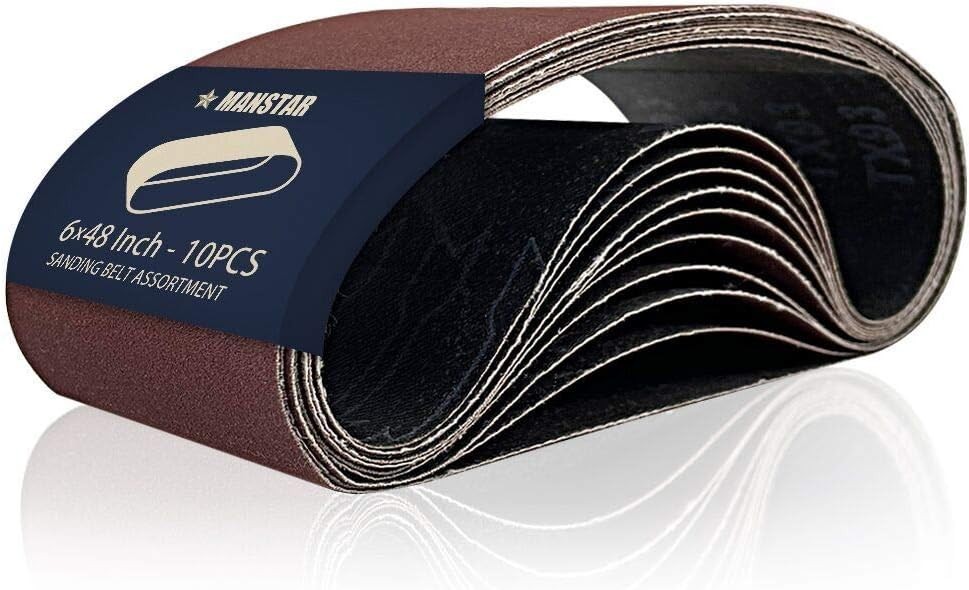 10 Pcs 6 x 48 Inch Sanding Belts in Various Grits – Ideal for Professionals