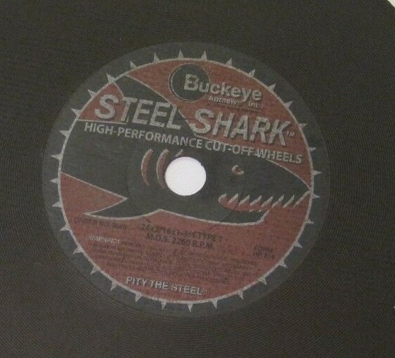 Buckeye 24″ Steel Shark Type 1 Cut-Off Wheel (24″ x 3/16″ x 1-3/4″) – 2260 RPM –
