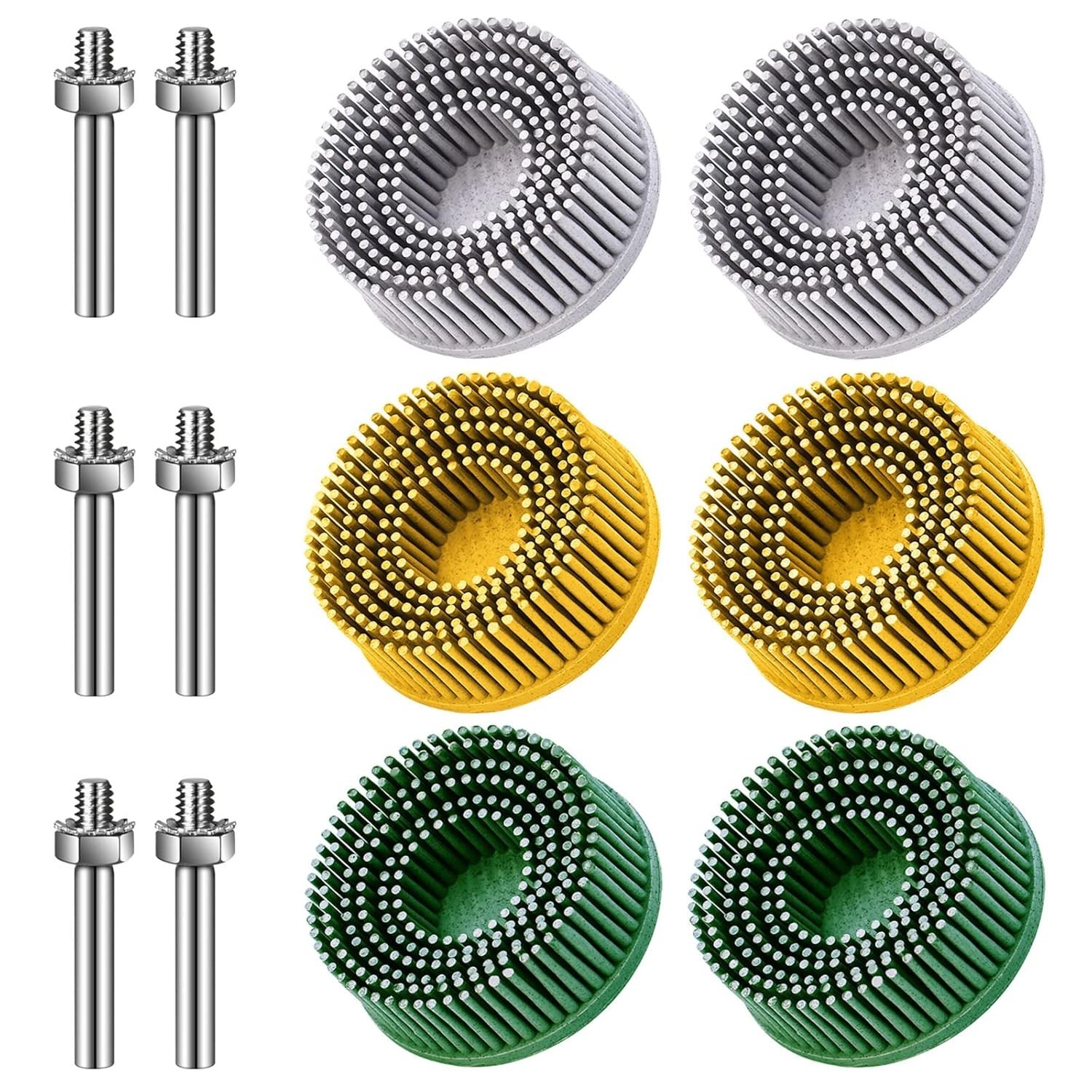 6 Pack 2 Inch Bristle Discs with 1/4″ Shank – Durable Coating Removal for Metal