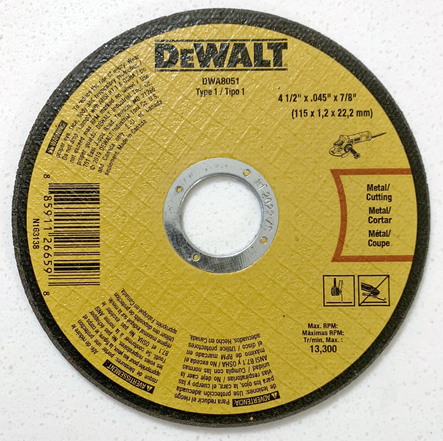 10 PC LOT DEWALT 4-1/2″ x .045″ x 7/8″ METAL CUTTING WHEELS DWA8051 CUT-OFFS