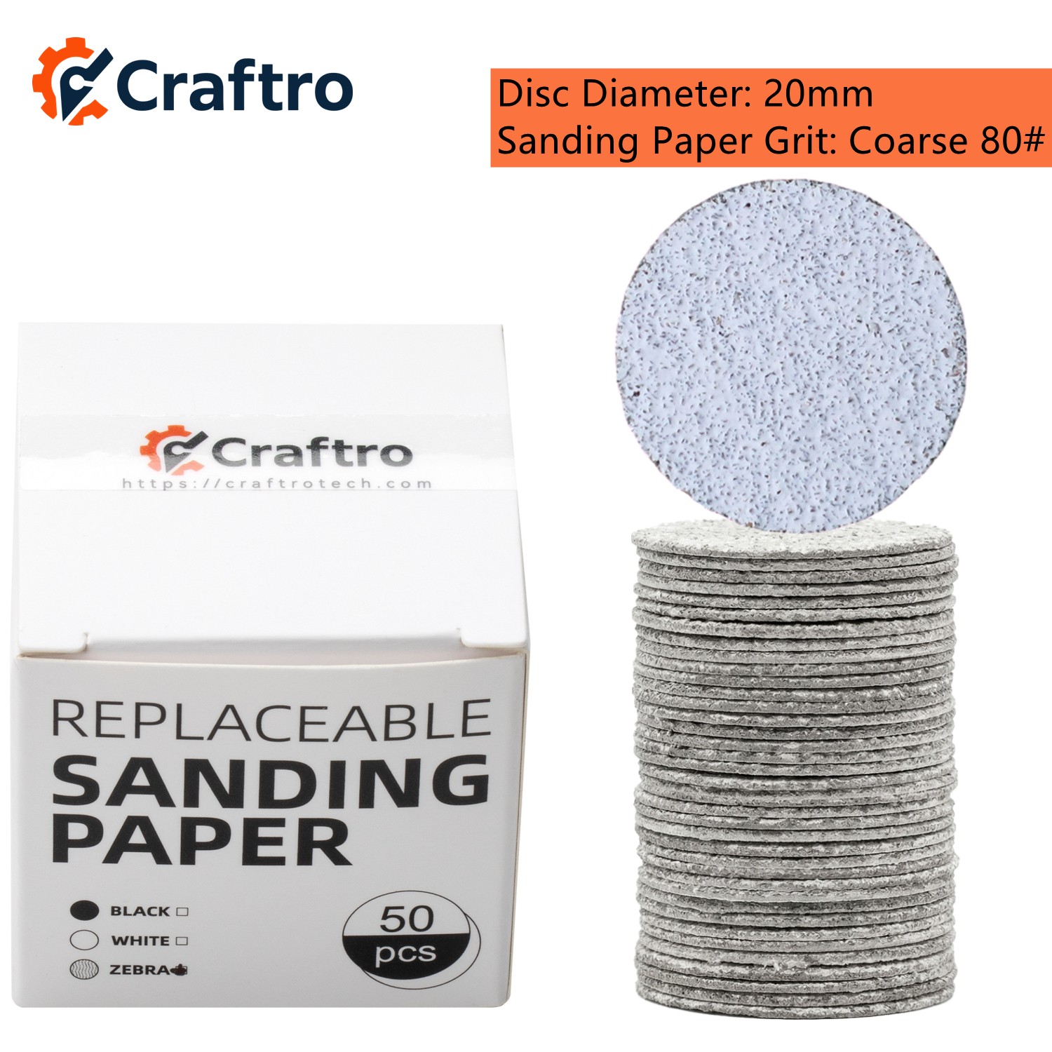 Craftro Aluminum Oxide Sandpaper Stainless Steel Disc C M F Grit 3/32”