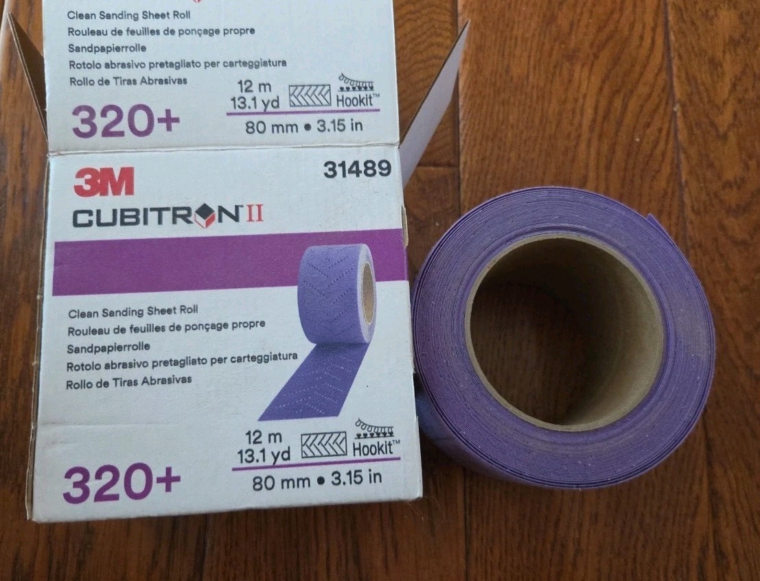 3M™ Cubitron™ II 31489 Hookit™ Clean Sanding Sheet Roll, 320+ Grade, 80mm x 12m